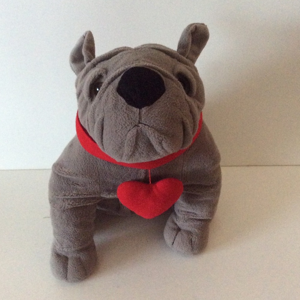 Valentine Sitting Bulldog Plush 14” Dan Dee